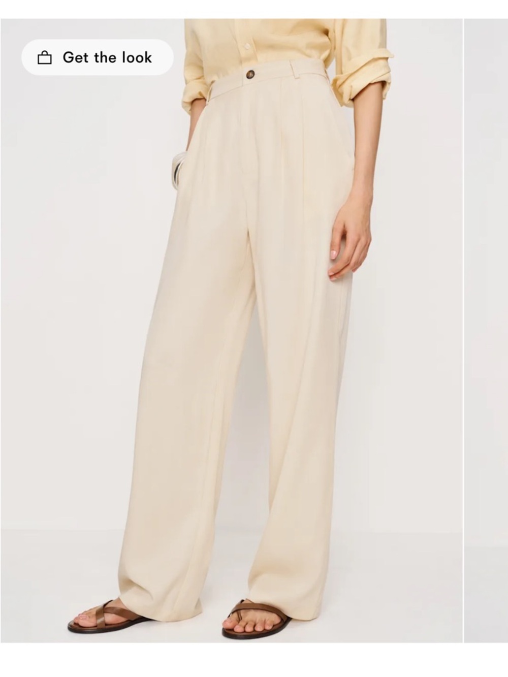 Reformation Mason Pant 
Wide-Leg Cream Trousers - High Waist Relaxed Fit